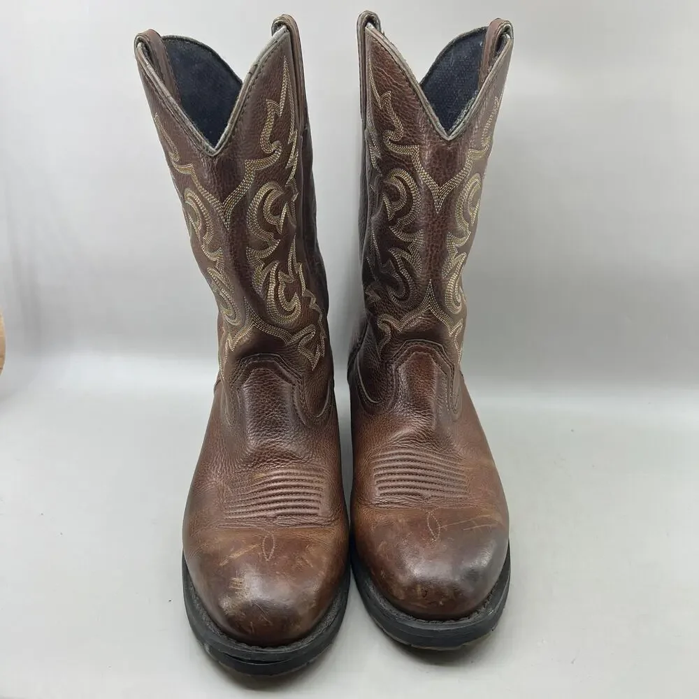 Dan Post Work Welt Western Boots Men Size 9 EW Brown Leather Cowboy Pull On Shoe
